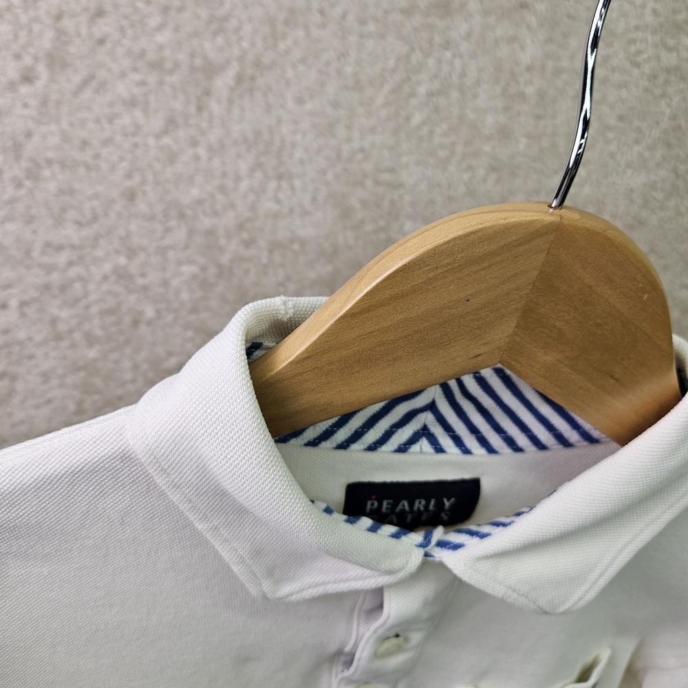 Pearly Gates Golf Polo Shirt Womens Size 4 White Long Sleeve Stretch Japan - Picture 13 of 15